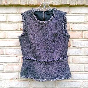 BCBGMaxazria | Black peplum top raw hem small